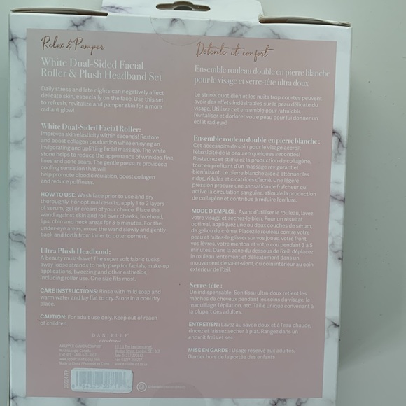 White Dual-Sided Facial Roller & Plush Headband Set - Picture 2 of 8